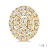 1/5 ctw Double Halo Oval Shape Petite Round Cut Diamond Fashion Stud Earring in 10K Yellow Gold